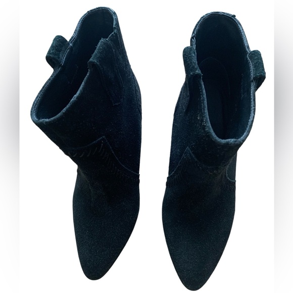 Minkoff Bianca Wedge Ankle Bootie Black Suede Size 7 - Picture 3 of 8